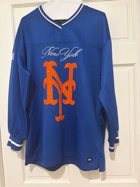 New York Blue Jersey Top with Orange Logo